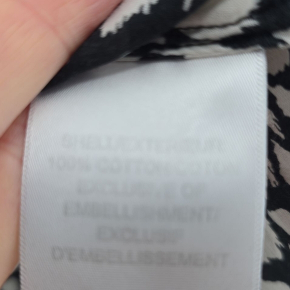 Tory Burch Stephanie Blouse Tunic 6 Black & Cream Long Sleeve Rounded V Neckline - Picture 10 of 11